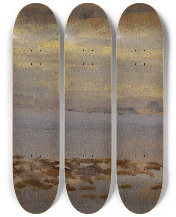 Triptych art skateboard deck of Ferdinand Katona Dusk by Ferdinand Katona (1864-1932)