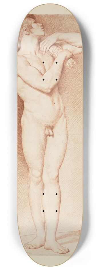 Edm Bouchardon - Stehender mnnlicher Akt mit erhobenen Armen 8.25 inch art skate deck