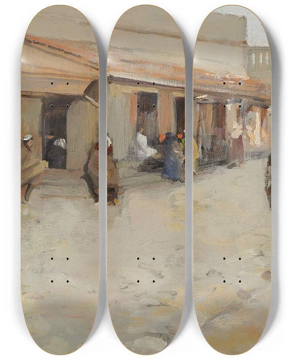 Triptych art skateboard deck of Sir John Lavery El Asha by Sir John Lavery (1856-1941)