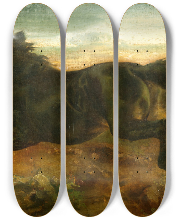 Triptych art skateboard deck of Carl Wahlbom Galloping Horse by Carl Wahlbom (1810-1858)
