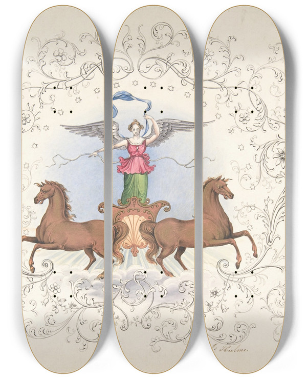 Triptych art skateboard deck of J Hulme Design For Panel Decoration_2 by J Hulme (1828-1840)