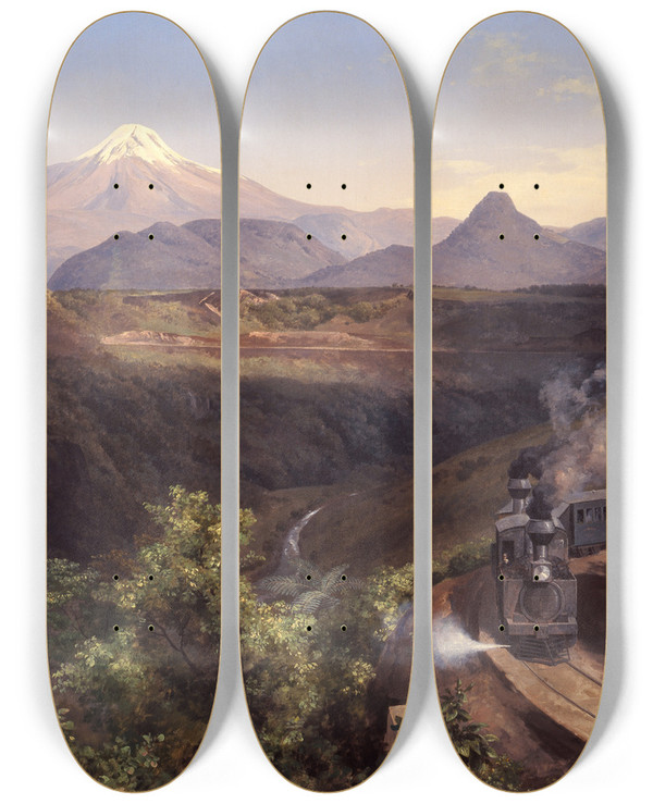 Triptych art skateboard deck of Jos Mara Velasco The Metlac Ravine by Jose Maria Velasco (1840-1912)