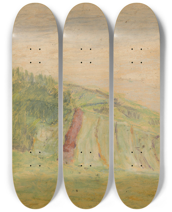 Triptych art skateboard deck of Jozef Hanula Study Of Spi Landscape_1 by Jozef Hanula (1863-1944)