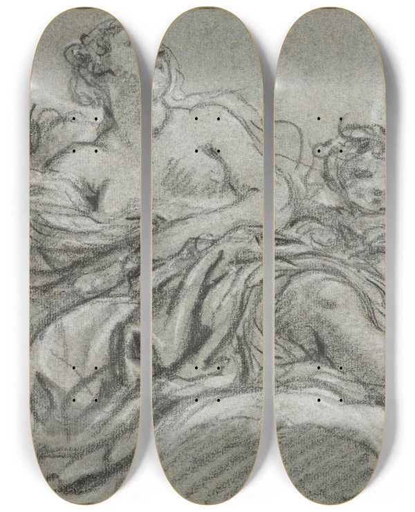 Triptych art skateboard deck of Franois Boucher Venus And Cupid_1 by Francois Boucher (1703-1770)