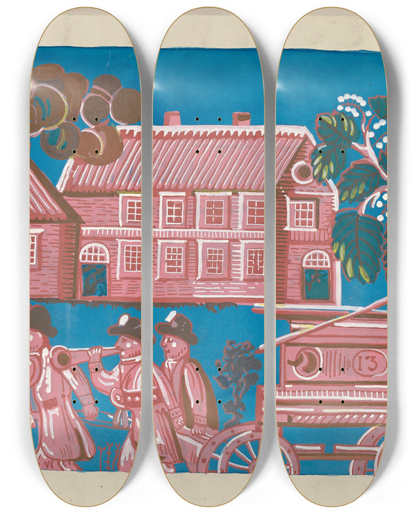 Triptych art skateboard deck of Martin Partyka Bandbox Design_3 by Martin Partyka