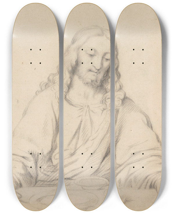 Triptych art skateboard deck of Jean Antoine Verschaeren Christ_2 by Jean Antoine Verschaeren (1803-1863)
