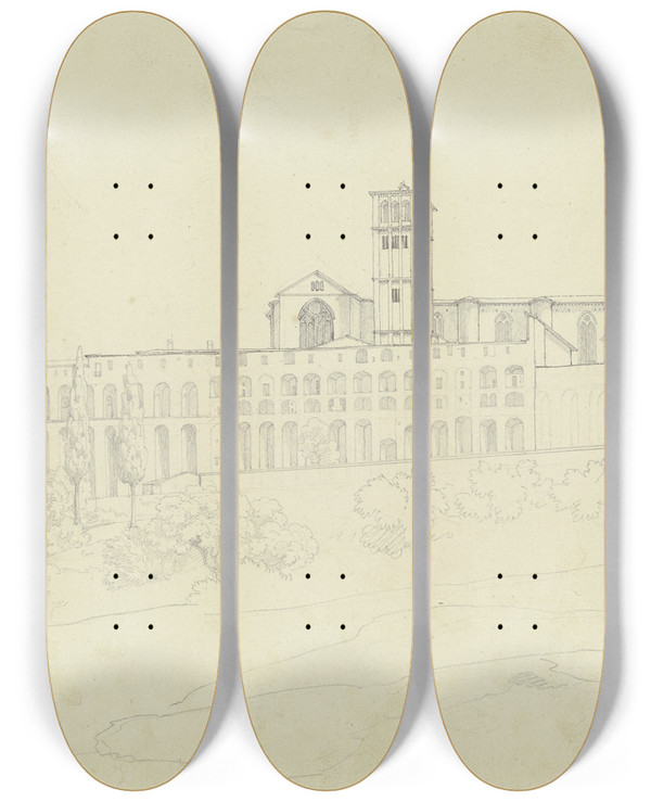 Triptych art skateboard deck of Eduard Von Steinle S Francesco In Assisi by Eduard Von Steinle (1810-1886)