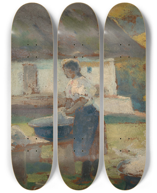 Triptych art skateboard deck of Udovt Ordk Prka Pred Stromom by udovt ordk (1865-1937)