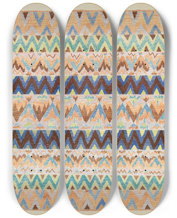 Triptych art skateboard deck of Margery Parish Colcha_1 by Margery Parish