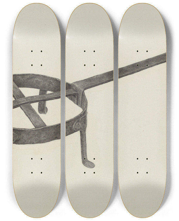 Triptych art skateboard deck of Salvatore Borrazzo Trivet by Salvatore Borrazzo