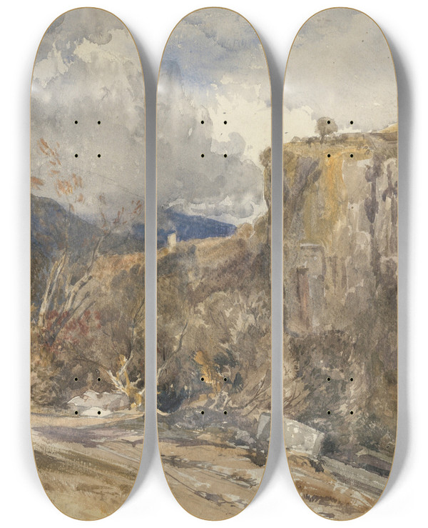 Triptych art skateboard deck of William James Mller Storm Anatolia by William James Muller (1812-1845)