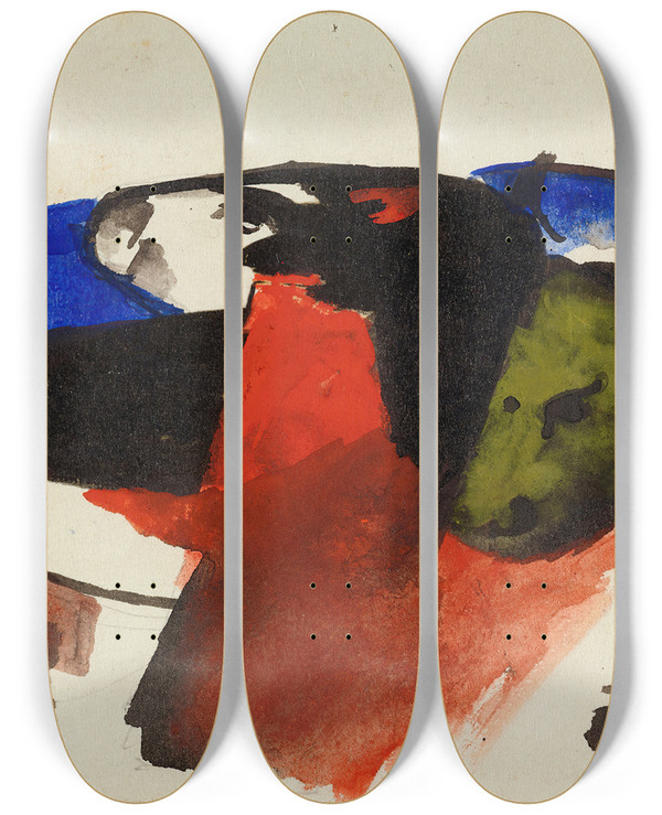Triptych art skateboard deck of Franz Marc Two Animals by Franz Marc (1880-1916)