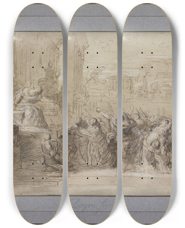 Triptych art skateboard deck of Gabrielfranois Doyen Death Of Virginia by Gabriel-Franois Doyen (1726-1806)