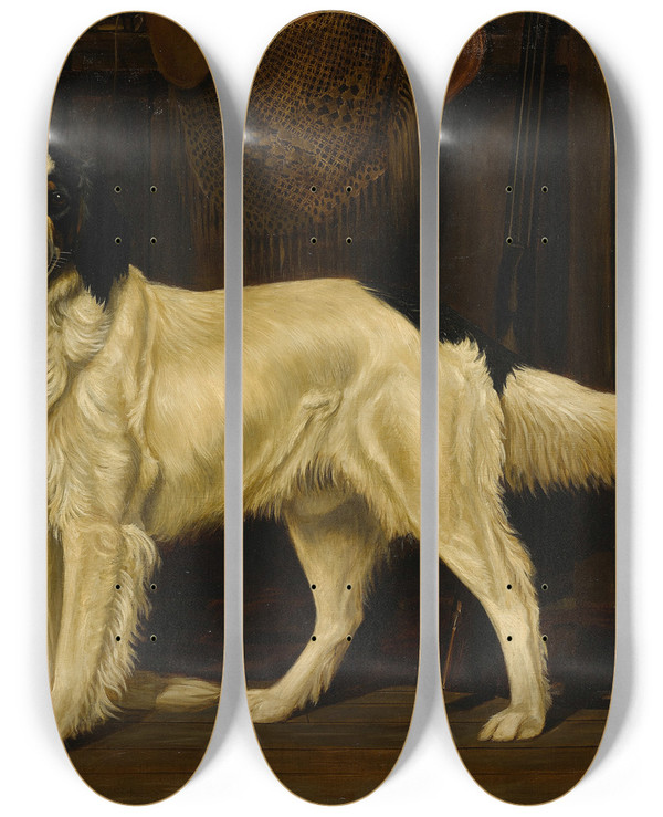 Triptych art skateboard deck of Alexander Pope Jr Ready For The Hunt by Alexander Pope Jr 2 (1849-1924)