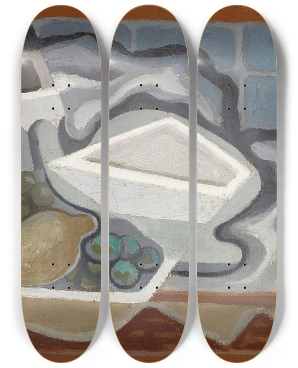 Triptych art skateboard deck of Juan Gris Citron Et Raisin by Juan Gris (1887-1927)