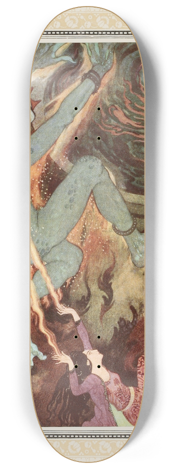 Edmund Dulac - The Princess burns the Efrite to death 8.25 inch art skate deck