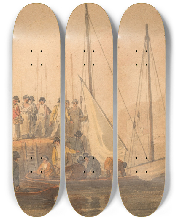 Triptych art skateboard deck of William Payne Torquay by William Payne (1760-1830)