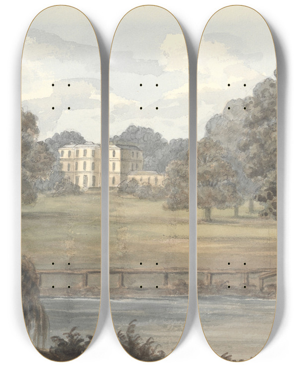 Triptych art skateboard deck of Anne Rushout Wanstead Grove Essex by Anne Rushout (1767-1849)