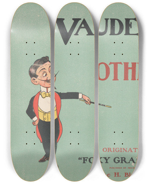 Triptych art skateboard deck of Rupert Bunny Vaudvilles And Other Things By Bunny by Rupert Bunny (1864-1947)