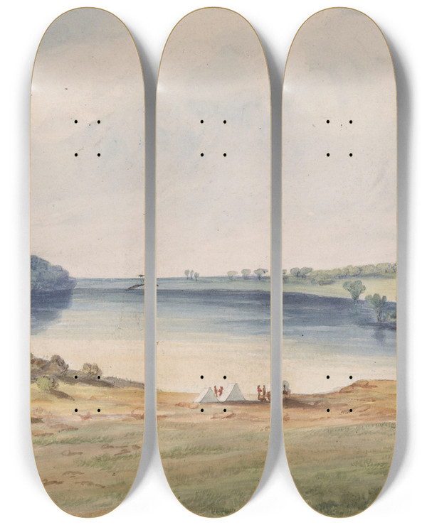 Triptych art skateboard deck of John Mix Stanley Pike Lake Mt by John Mix Stanley (1814-1872)