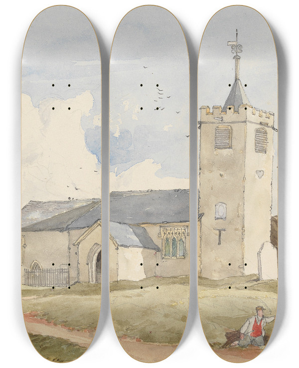 Triptych art skateboard deck of Rev James Bulwer One From A Volume Of Drawings And Prints_67 by Rev James Bulwer (1794-1879)