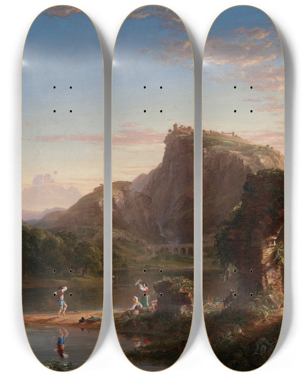 Triptych art skateboard deck of Thomas Cole Lallegro_1 by Thomas Cole (1801-1848)