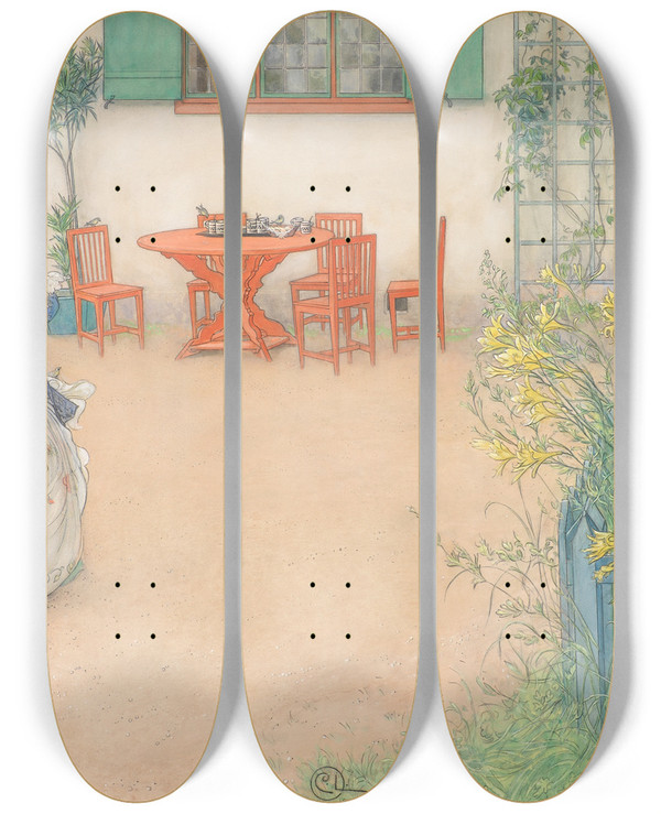 Triptych art skateboard deck of Carl Larsson Lisbeth As The Evil Princess In The Fairy Tale Fgel Bl By Pda Atterbom by Carl Larsson (1853-1919)