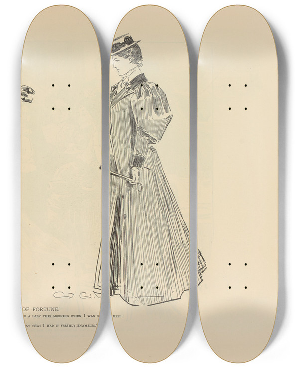 Triptych art skateboard deck of Charles Dana Gibson A Child Of Fortune_2 by Charles Dana Gibson (1867-1944)