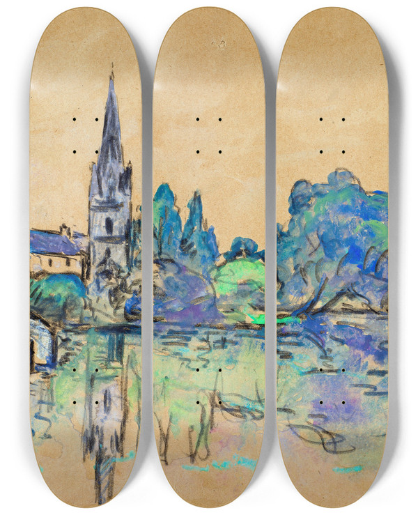 Triptych art skateboard deck of Maxime Maufra Landscape by Maxime Maufra (1861-1918)