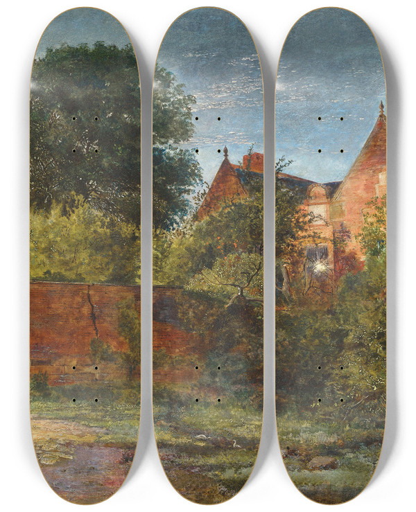 Triptych art skateboard deck of William Davis Shotwick On The Dee by William Davis (1812-1873)