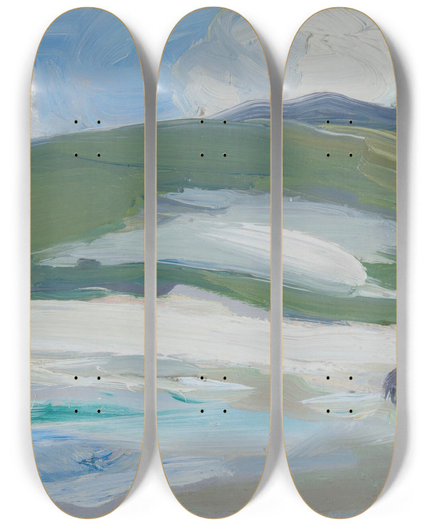 Triptych art skateboard deck of Samuel John Peploe The Sands Barra by Samuel John Peploe (1871-1935)