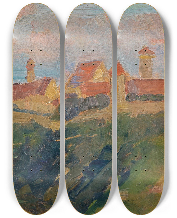 Triptych art skateboard deck of Marie Egner Rothenburg Ob Der Tauber by Marie Egner (1850-1940)