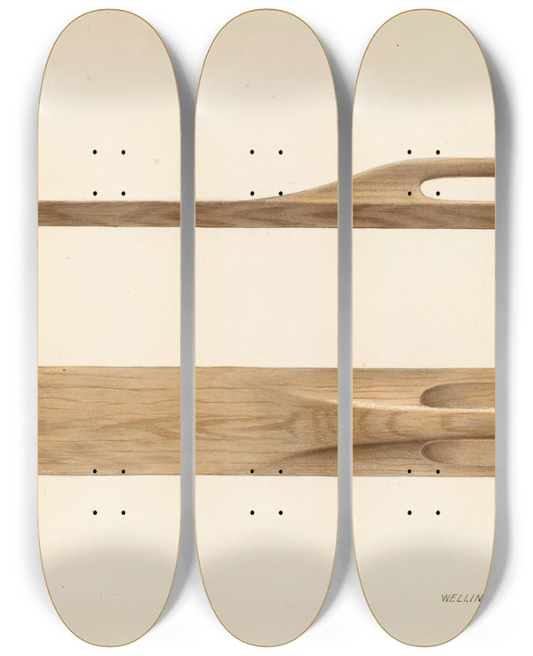 Triptych art skateboard deck of Wellington Blewett Bishop Hill Mangle by Wellington Blewett (20-)