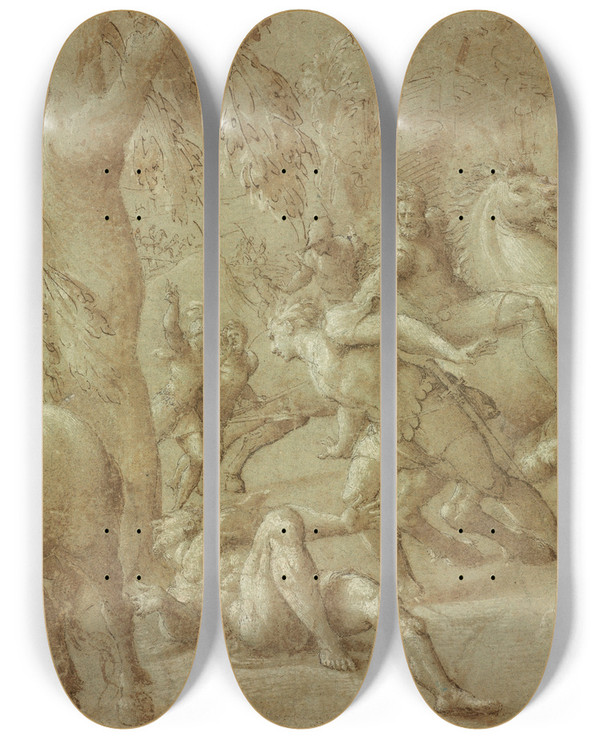 Triptych art skateboard deck of Pordenone Giovanni Antonio Desacchis Conversion Of St Paul by Pordenone (Giovanni Antonio de'Sacchis) (1483-1539)
