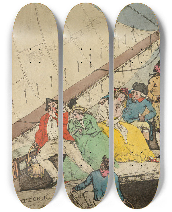 Triptych art skateboard deck of Charles Catton The Margate Hoy by Charles Catton (1728-1798)