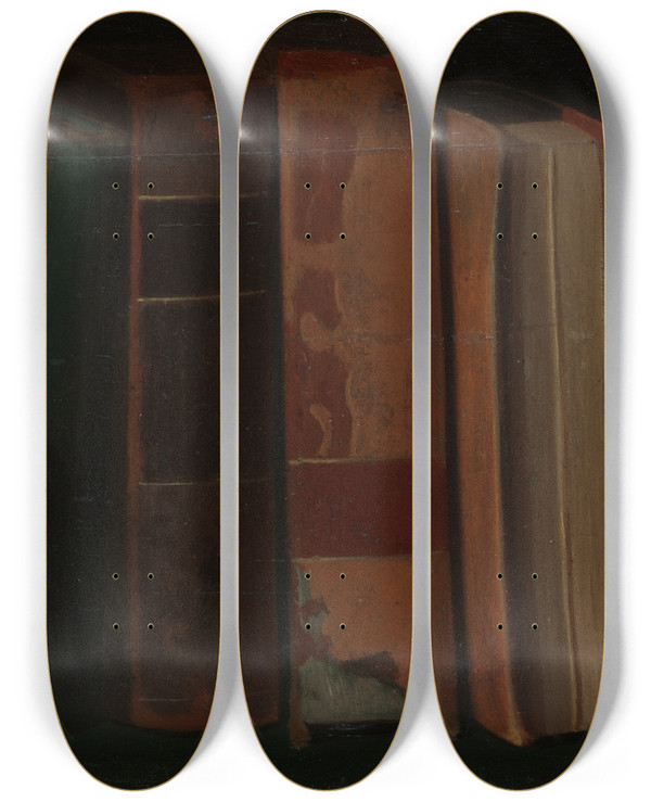 Triptych art skateboard deck of John Frederick Peto Ninebooks by John Frederick Peto (1854-1907)