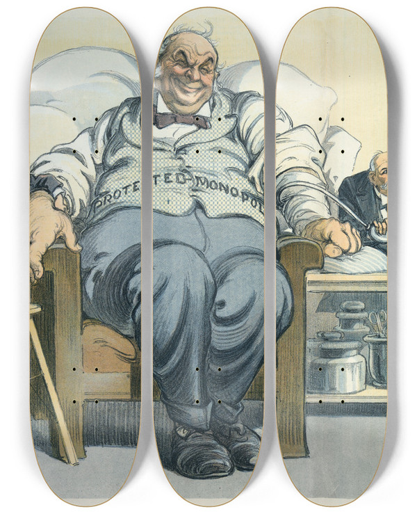 Triptych art skateboard deck of Udo Keppler Bled by Udo Keppler (1872-1956)