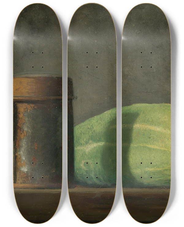 Triptych art skateboard deck of John Frederick Peto Cucumber by John Frederick Peto (1854-1907)
