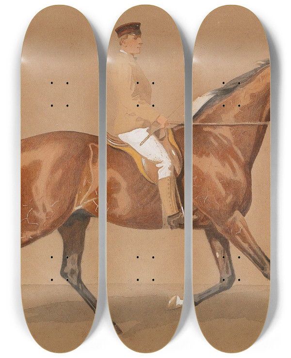 Triptych art skateboard deck of Emil Volkers Chamant by Emil Volkers (1831-1905)