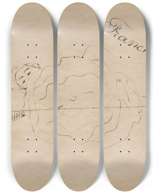 Triptych art skateboard deck of Francis Picabia Sans Titre_13 by Francis Picabia (1879-1953)