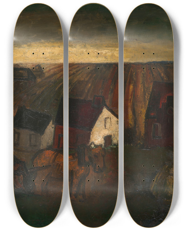Triptych art skateboard deck of Frits Van Den Berghe Landschap by Frits van den Berghe (1883-1939)