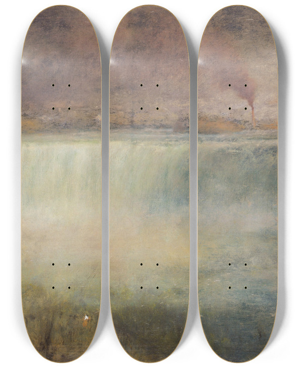 Triptych art skateboard deck of George Inness Niagara by George Inness (1825-1894)