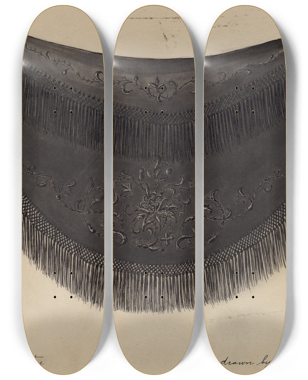 Triptych art skateboard deck of Isabelle De Strange Shawl_1 by Isabelle De Strange