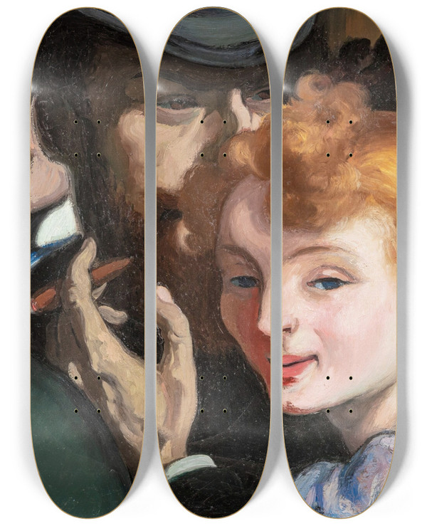 Triptych art skateboard deck of Louis Anquetin Dans La Rue by Louis Anquetin (1861-1932)