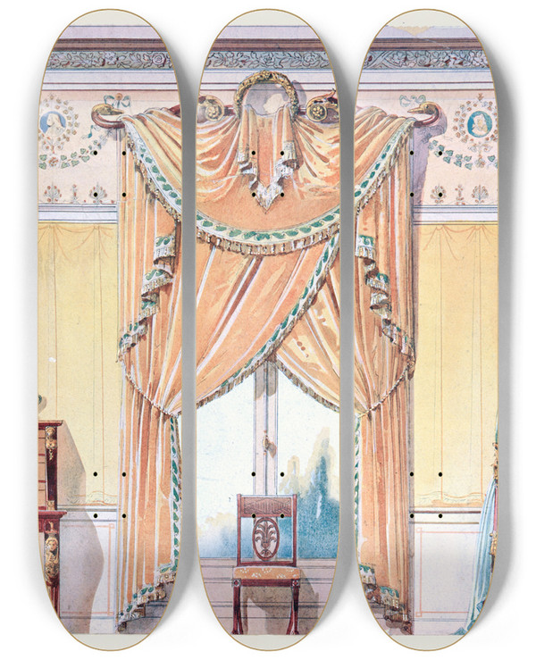 Triptych art skateboard deck of Georges Rmon Chambre Empire_2 by Georges Remon (1889-1963)
