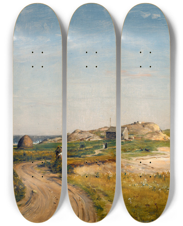 Triptych art skateboard deck of Worthington Whittredge Seconnet Point Rhode Island by Worthington Whittredge (1820-1910)