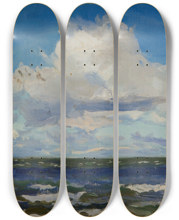 Triptych art skateboard deck of Leon Wyczkowski Sea At Poga by Leon Wyczolkowski (1852-1936)