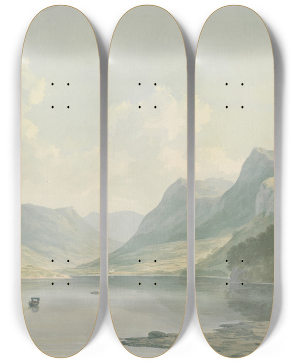 Triptych art skateboard deck of John Warwick Smith Ullswater Looking Toward Patterdale by John Warwick Smith (1749-1831)