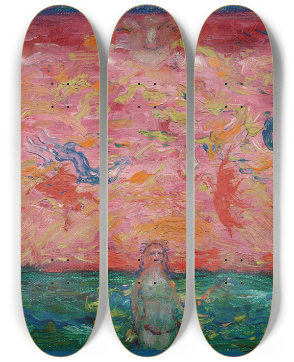 Triptych art skateboard deck of James Ensor La Naissance De Vnus by James Ensor (1860-1949)