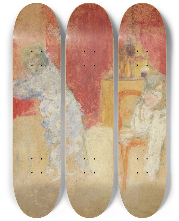 Triptych art skateboard deck of Douard Vuillard Les Enfants Roussel Table by douard Vuillard (1868-1940)